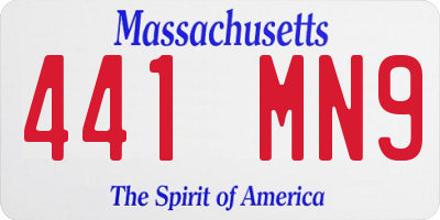 MA license plate 441MN9