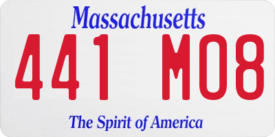 MA license plate 441MO8