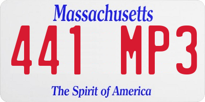 MA license plate 441MP3