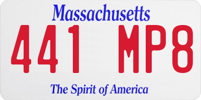 MA license plate 441MP8