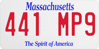 MA license plate 441MP9