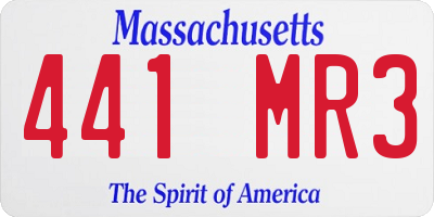 MA license plate 441MR3
