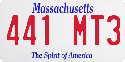 MA license plate 441MT3
