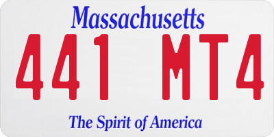 MA license plate 441MT4