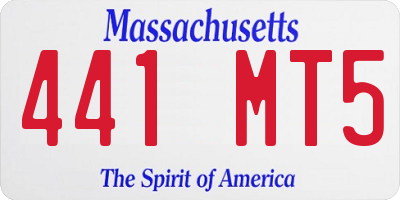 MA license plate 441MT5