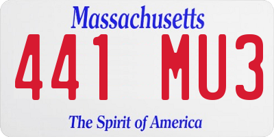 MA license plate 441MU3