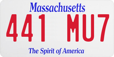 MA license plate 441MU7
