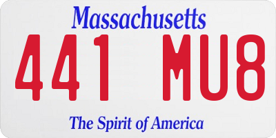 MA license plate 441MU8