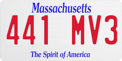 MA license plate 441MV3