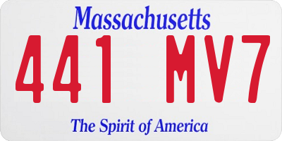 MA license plate 441MV7