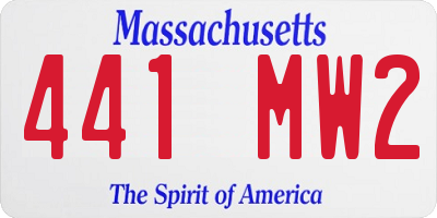 MA license plate 441MW2