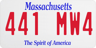 MA license plate 441MW4