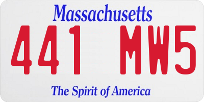 MA license plate 441MW5