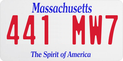 MA license plate 441MW7