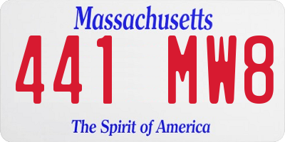 MA license plate 441MW8