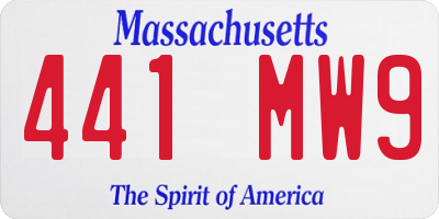 MA license plate 441MW9