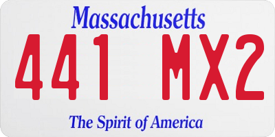 MA license plate 441MX2