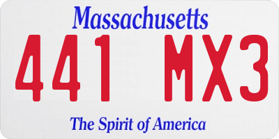 MA license plate 441MX3