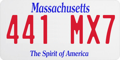 MA license plate 441MX7