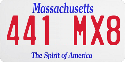MA license plate 441MX8