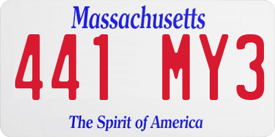 MA license plate 441MY3