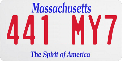 MA license plate 441MY7