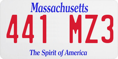 MA license plate 441MZ3