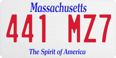 MA license plate 441MZ7