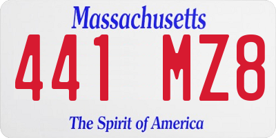 MA license plate 441MZ8
