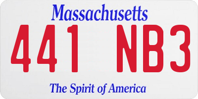 MA license plate 441NB3
