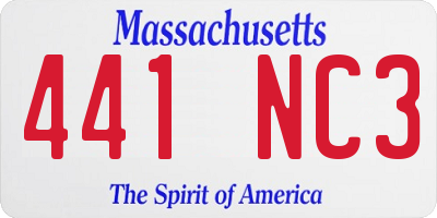 MA license plate 441NC3