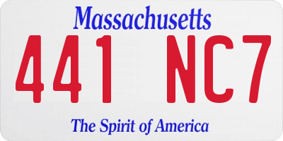 MA license plate 441NC7