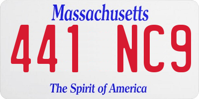 MA license plate 441NC9