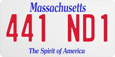 MA license plate 441ND1