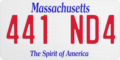 MA license plate 441ND4