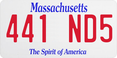 MA license plate 441ND5