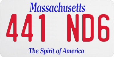 MA license plate 441ND6