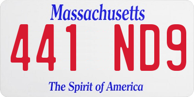 MA license plate 441ND9