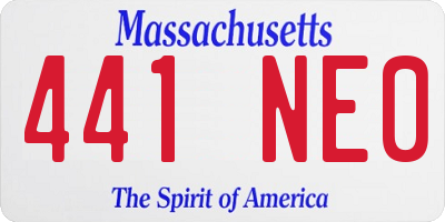 MA license plate 441NE0
