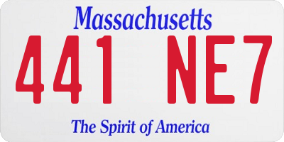 MA license plate 441NE7