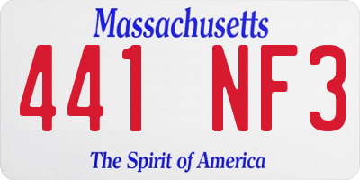 MA license plate 441NF3