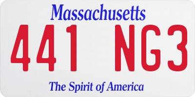 MA license plate 441NG3