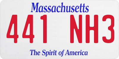 MA license plate 441NH3