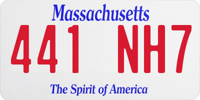 MA license plate 441NH7
