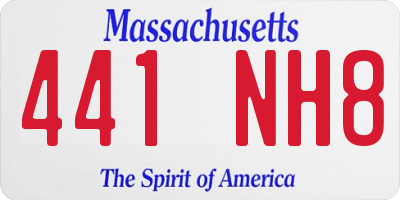 MA license plate 441NH8