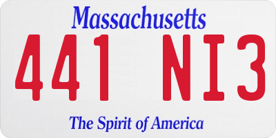 MA license plate 441NI3