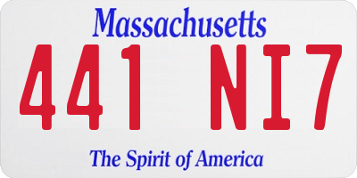MA license plate 441NI7