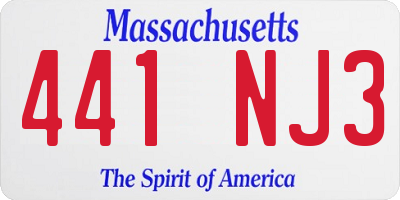 MA license plate 441NJ3
