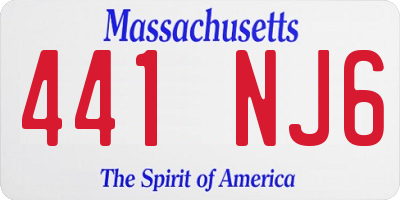 MA license plate 441NJ6