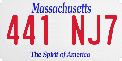 MA license plate 441NJ7